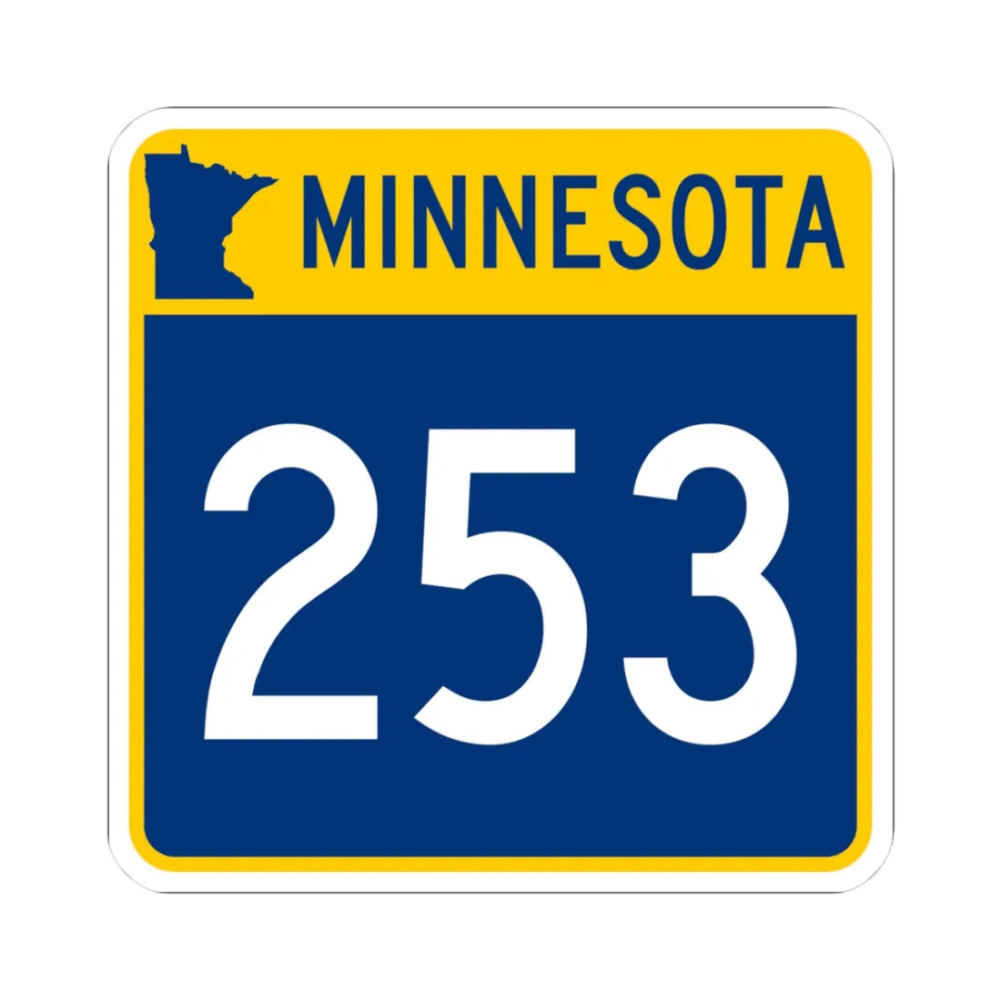 MN-253 (Minnesota) (Road Sign) STICKER Vinyl Kiss-Cut Decal 3 Inch White - The Sticker Space