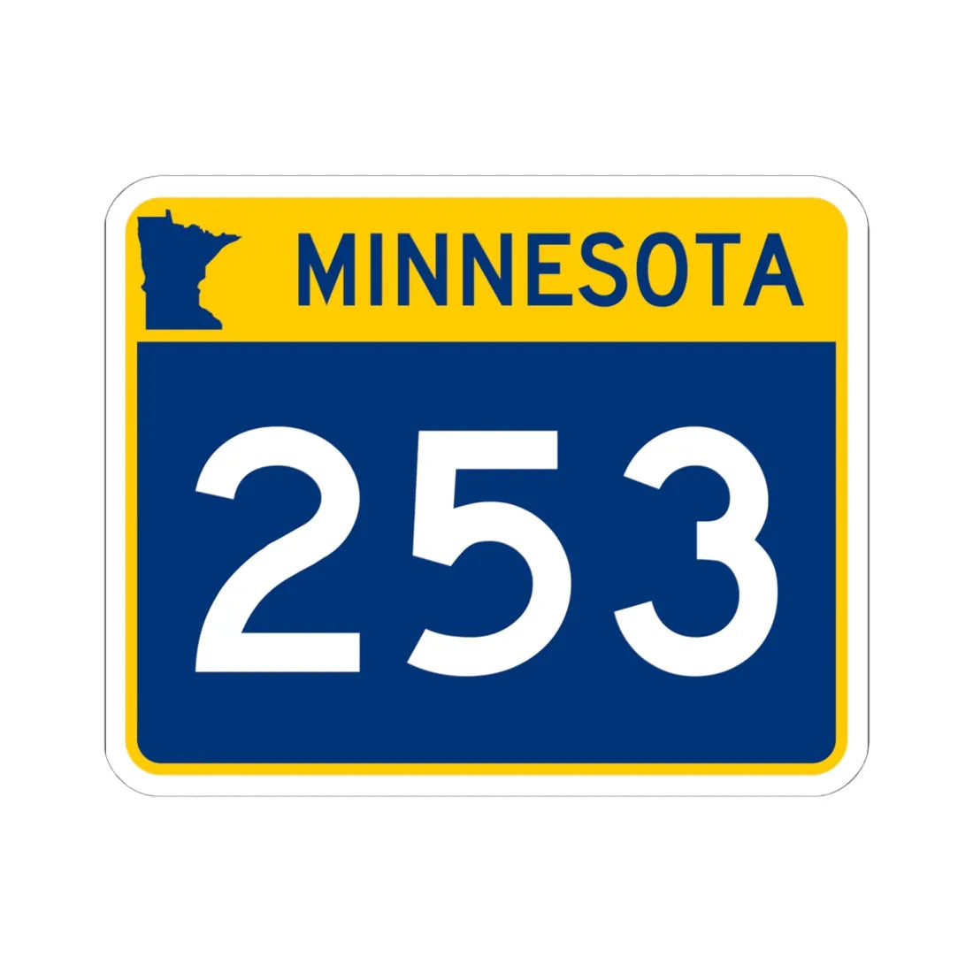 MN-253 wide (Minnesota) (Road Sign) STICKER Vinyl Kiss-Cut Decal 6 Inch White - The Sticker Space