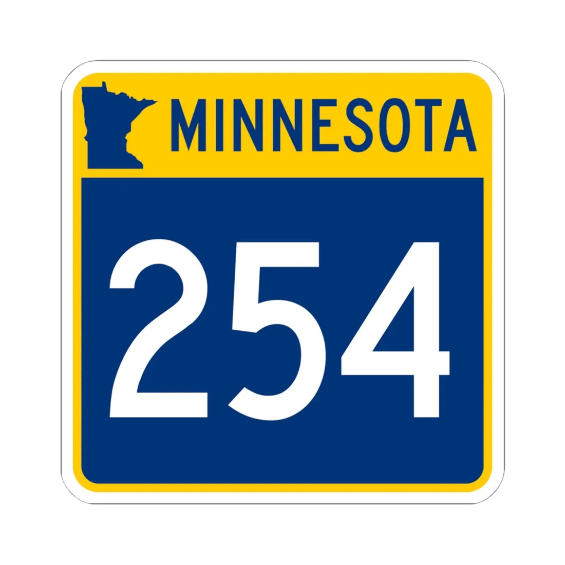 MN-254 (Minnesota) (Road Sign) STICKER Vinyl Kiss-Cut Decal 6 Inch White - The Sticker Space