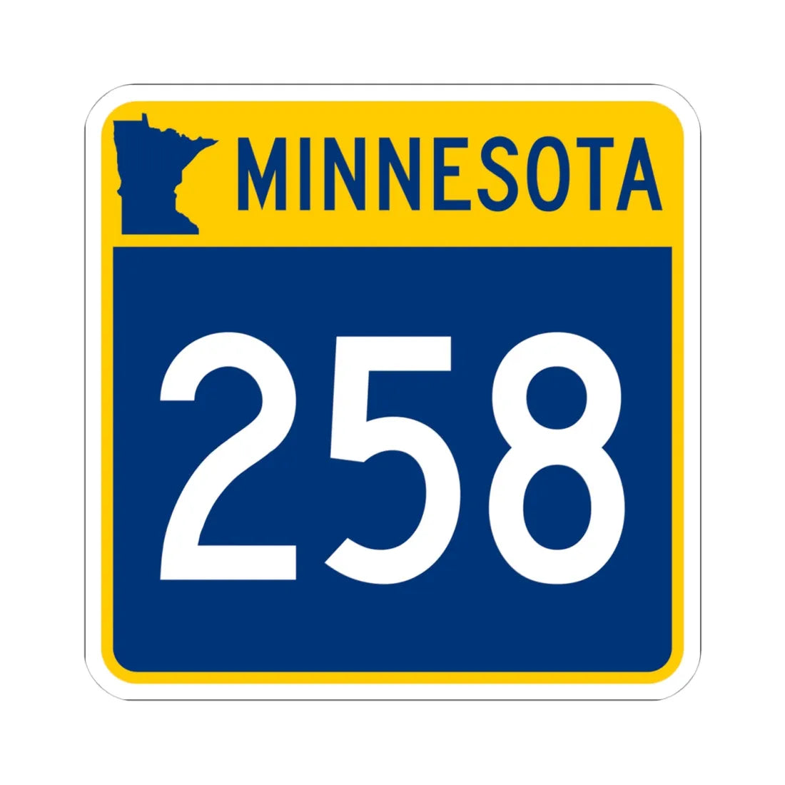 MN-258 (Minnesota) (Road Sign) STICKER Vinyl Kiss-Cut Decal 4 Inch White - The Sticker Space
