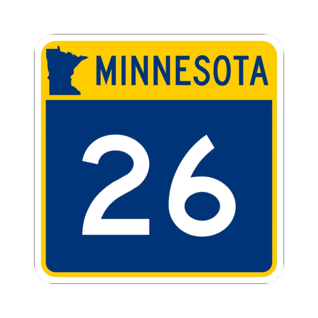 MN-26 (Minnesota) (Road Sign) STICKER Vinyl Kiss-Cut Decal 2 Inch White - The Sticker Space