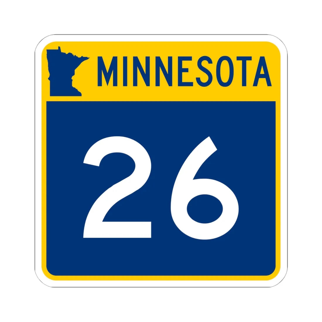 MN-26 (Minnesota) (Road Sign) STICKER Vinyl Kiss-Cut Decal 6 Inch White - The Sticker Space