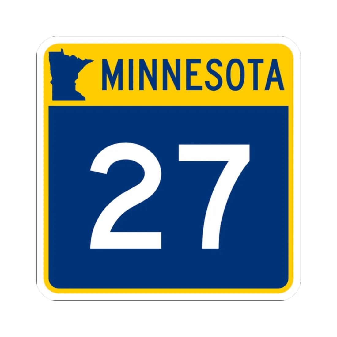 MN-27 (Minnesota) (Road Sign) STICKER Vinyl Kiss-Cut Decal 2 Inch White - The Sticker Space