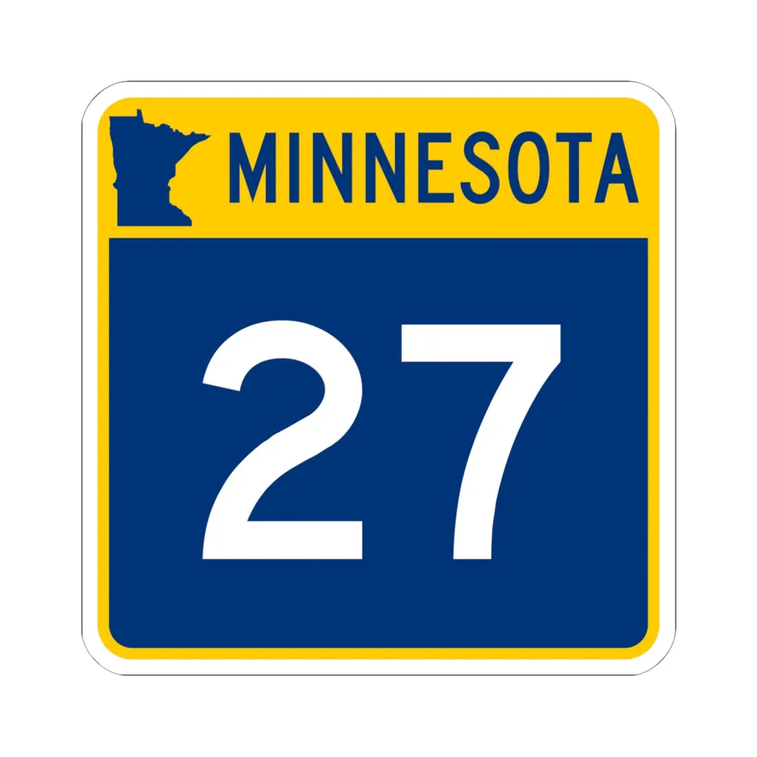 MN-27 (Minnesota) (Road Sign) STICKER Vinyl Kiss-Cut Decal 6 Inch White - The Sticker Space