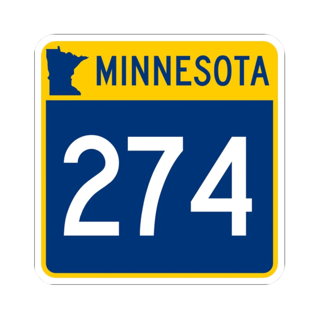 MN-274 (Minnesota) (Road Sign) STICKER Vinyl Kiss-Cut Decal 2 Inch White - The Sticker Space