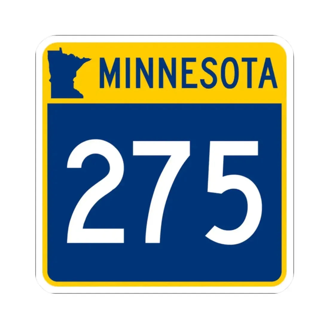 MN-275 (Minnesota) (Road Sign) STICKER Vinyl Kiss-Cut Decal 2 Inch White - The Sticker Space
