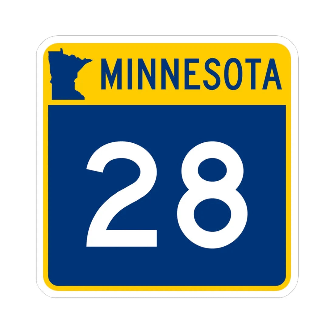 MN-28 (Minnesota) (Road Sign) STICKER Vinyl Kiss-Cut Decal 3 Inch White - The Sticker Space