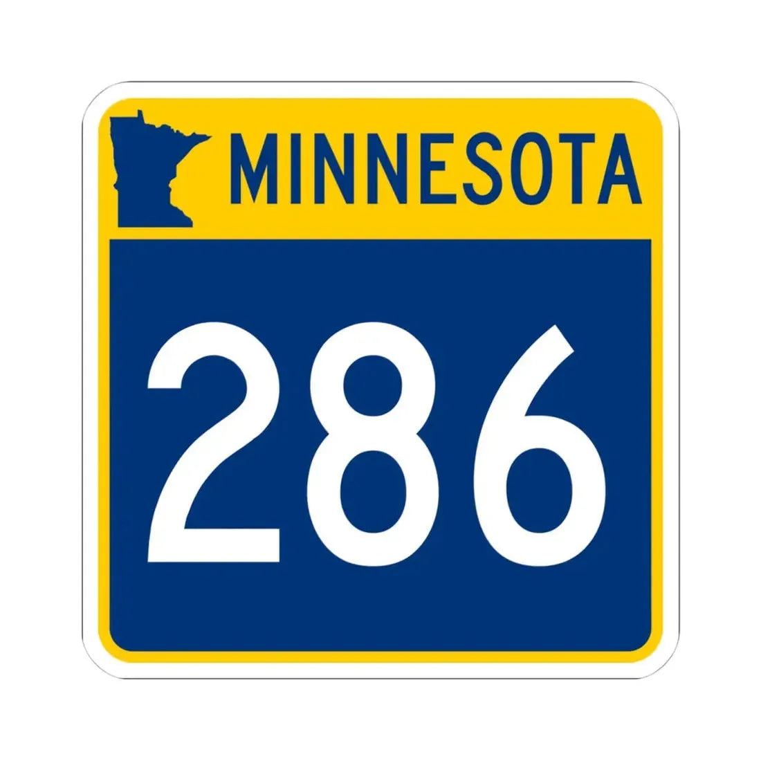 MN-286 (Minnesota) (Road Sign) STICKER Vinyl Kiss-Cut Decal 4 Inch White - The Sticker Space