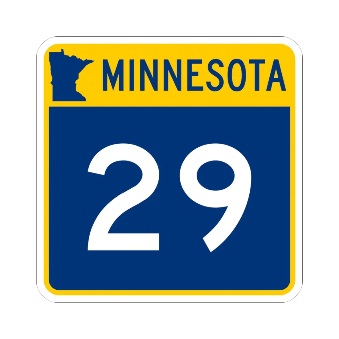 MN-29 (Minnesota) (Road Sign) STICKER Vinyl Kiss-Cut Decal 4 Inch White - The Sticker Space