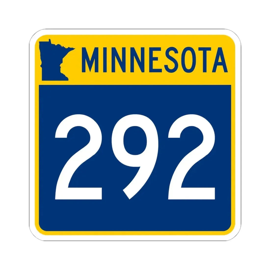 MN-292 (Minnesota) (Road Sign) STICKER Vinyl Kiss-Cut Decal 6 Inch White - The Sticker Space