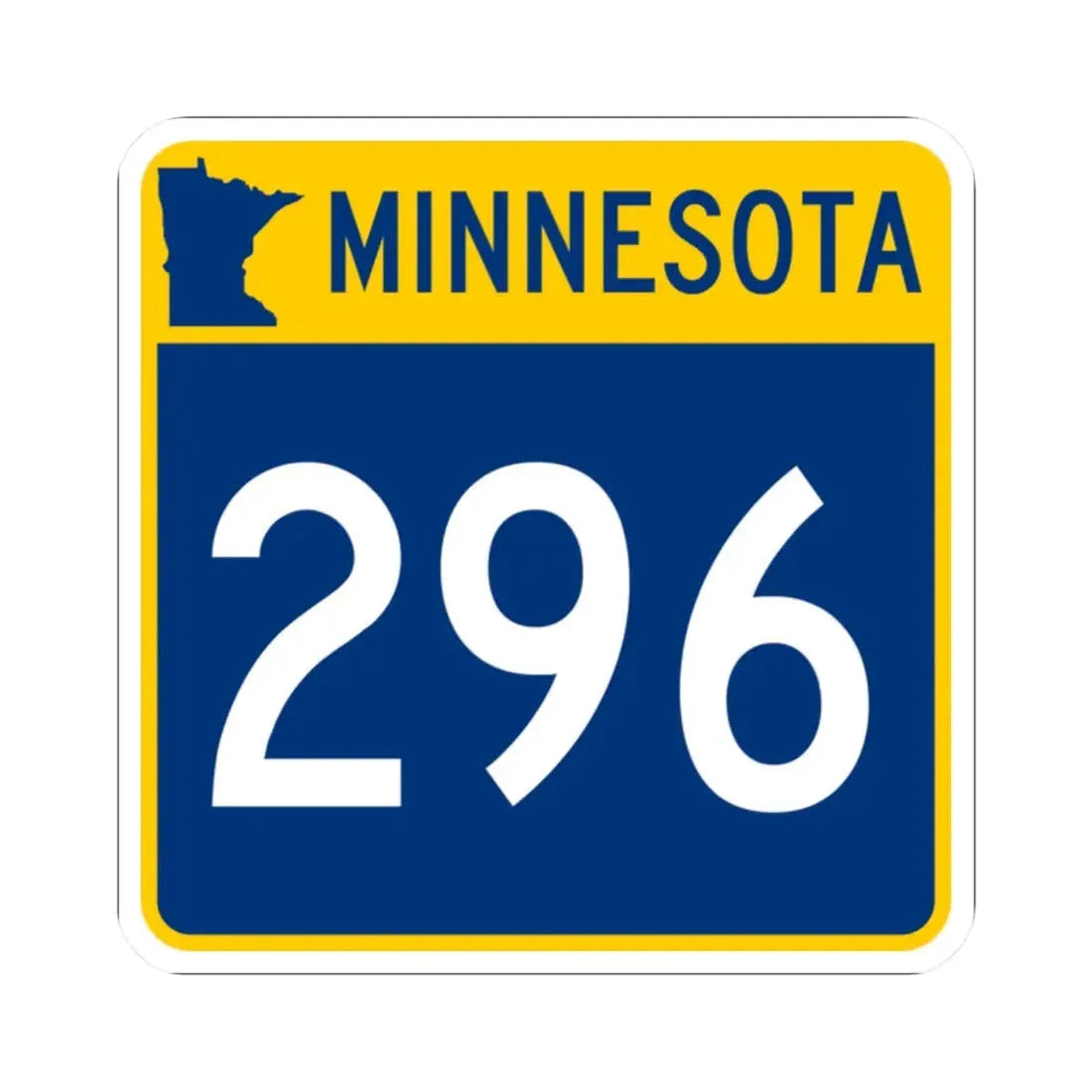 MN-296 (Minnesota) (Road Sign) STICKER Vinyl Kiss-Cut Decal 2 Inch White - The Sticker Space