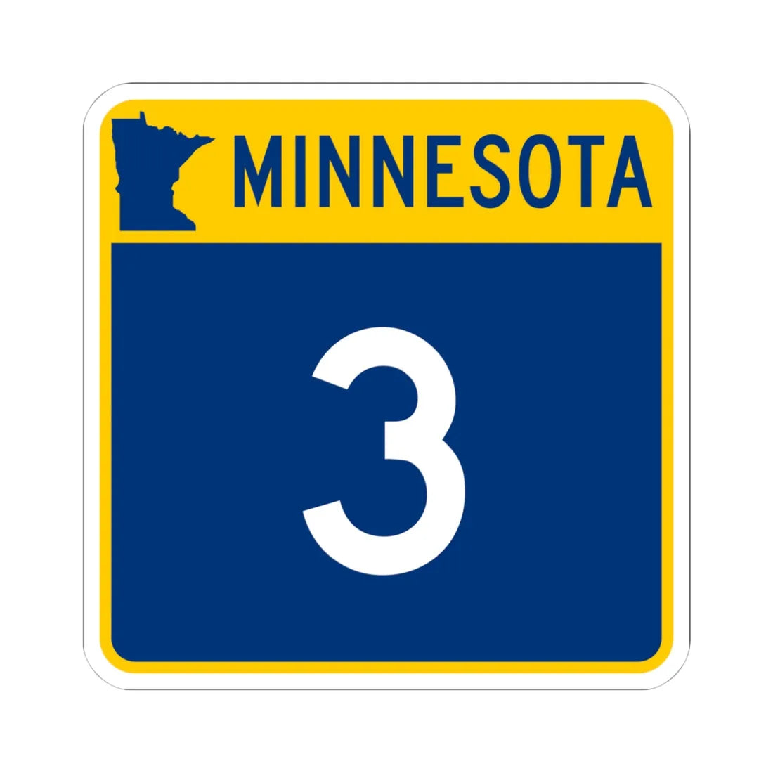 MN-3 (Minnesota) (Road Sign) STICKER Vinyl Kiss-Cut Decal 4 Inch White - The Sticker Space