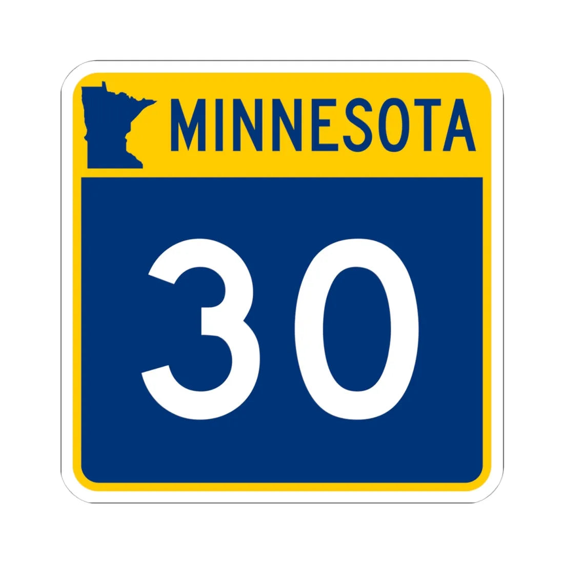 MN-30 (Minnesota) (Road Sign) STICKER Vinyl Kiss-Cut Decal 4 Inch White - The Sticker Space