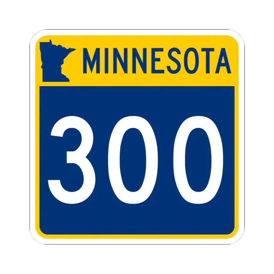 MN-300 (Minnesota) (Road Sign) STICKER Vinyl Kiss-Cut Decal 3 Inch White - The Sticker Space