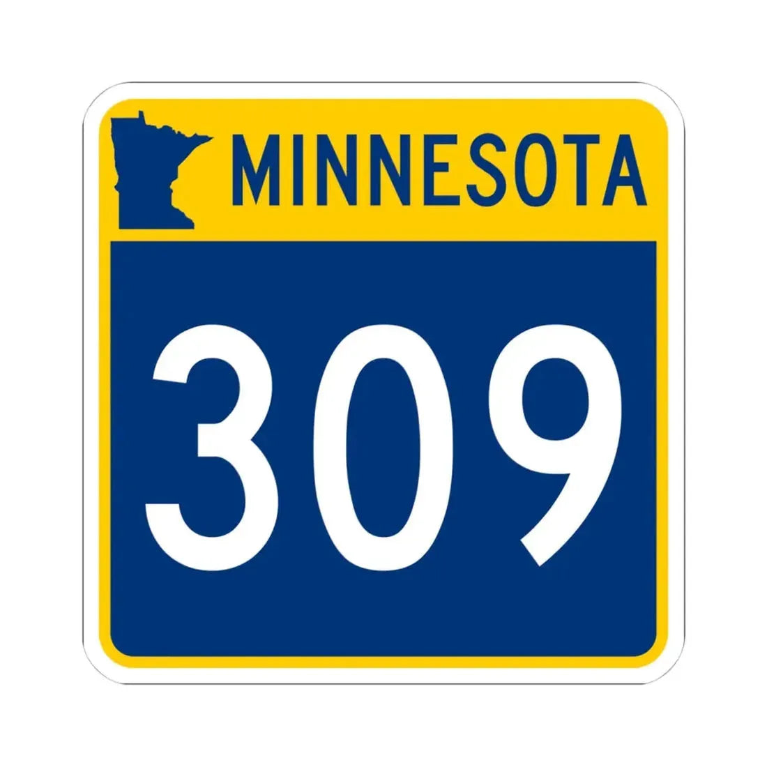 MN-309 (Minnesota) (Road Sign) STICKER Vinyl Kiss-Cut Decal 4 Inch White - The Sticker Space