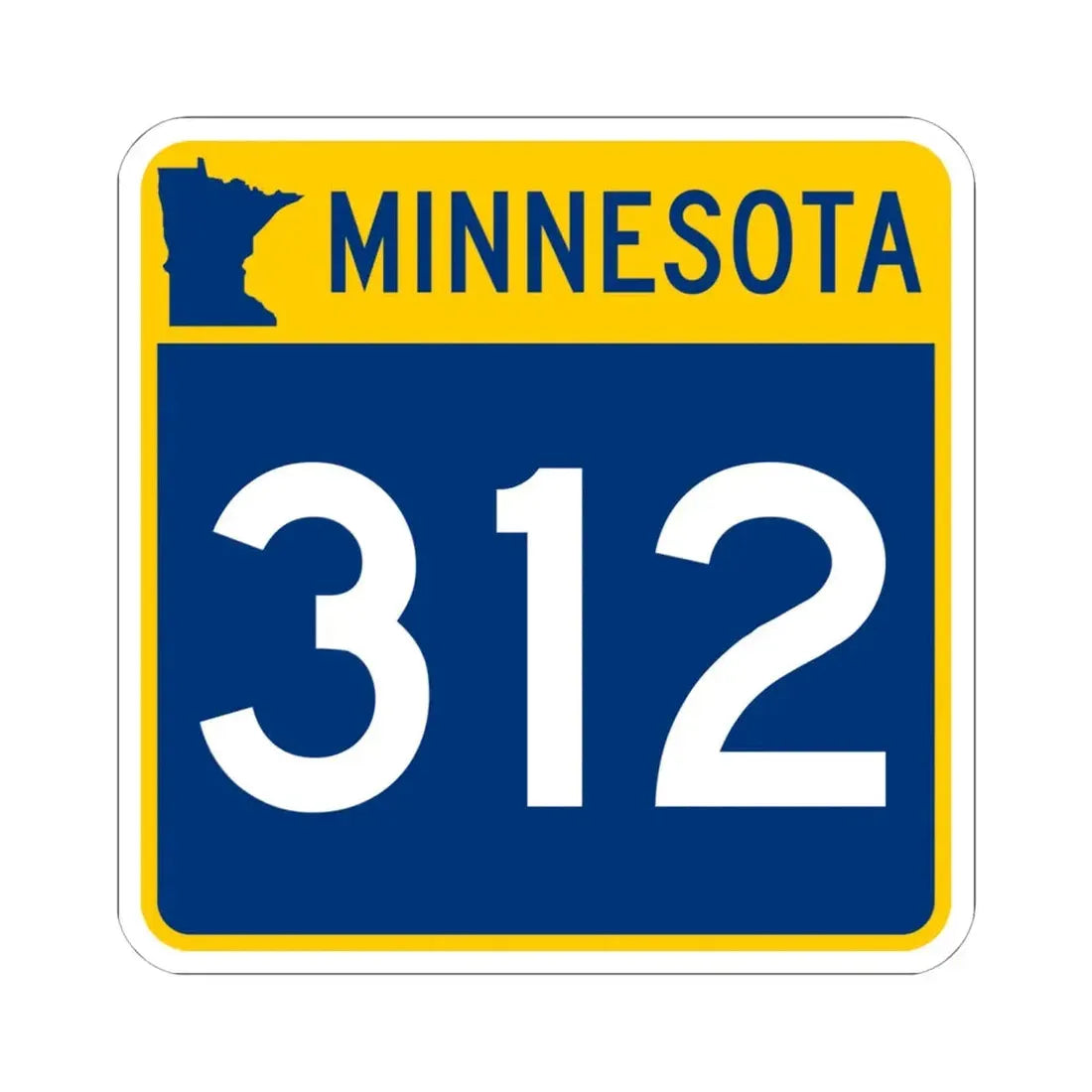 MN-312 (Minnesota) (Road Sign) STICKER Vinyl Kiss-Cut Decal 6 Inch White - The Sticker Space
