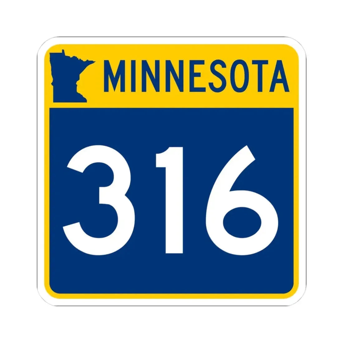 MN-316 (Minnesota) (Road Sign) STICKER Vinyl Kiss-Cut Decal 3 Inch White - The Sticker Space