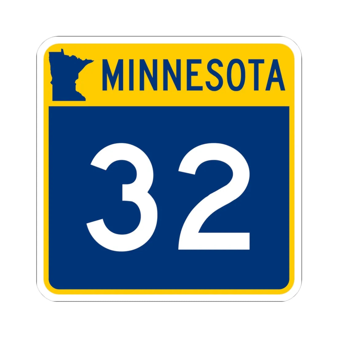 MN-32 (Minnesota) (Road Sign) STICKER Vinyl Kiss-Cut Decal 3 Inch White - The Sticker Space