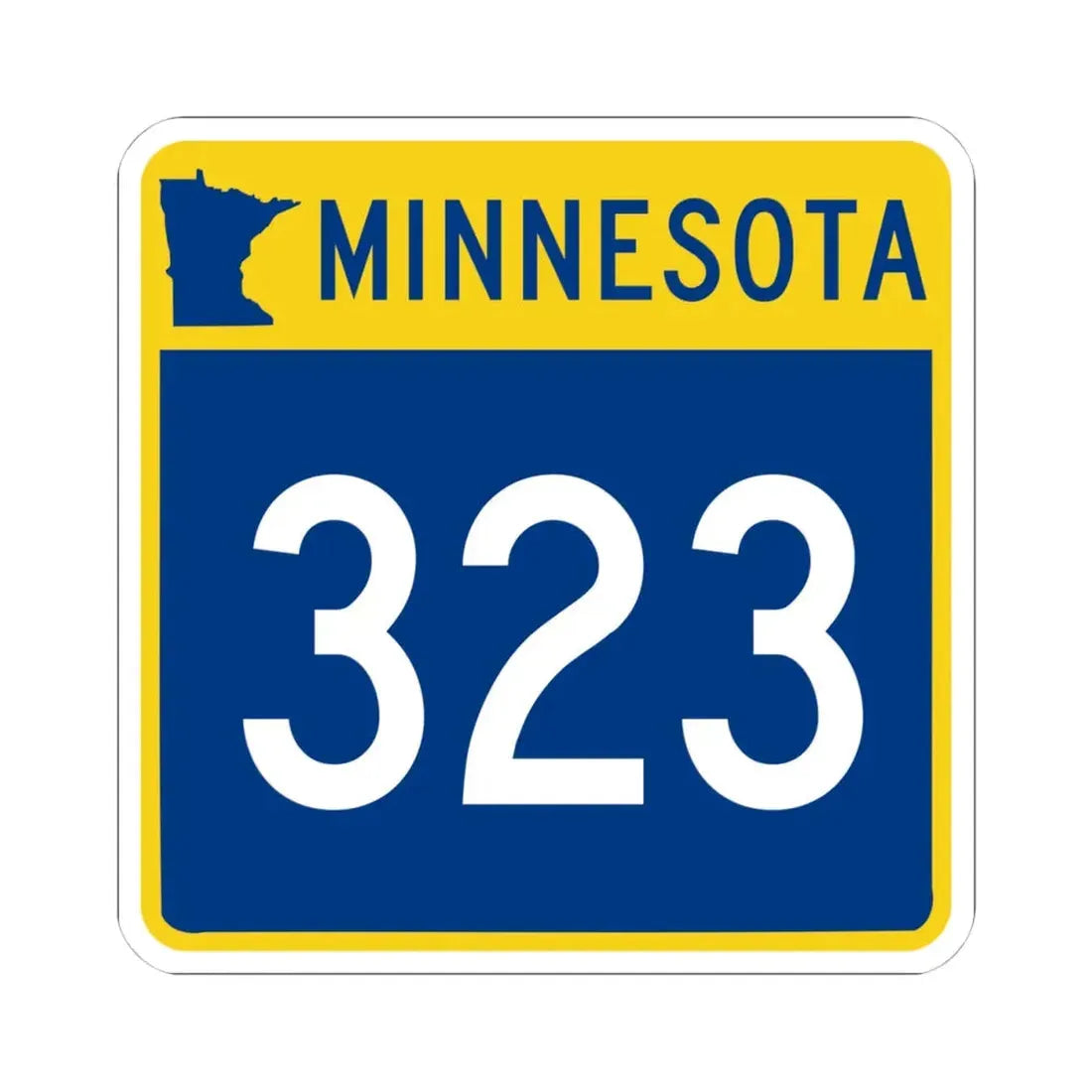 MN-323 (Minnesota) (Road Sign) STICKER Vinyl Kiss-Cut Decal 4 Inch White - The Sticker Space