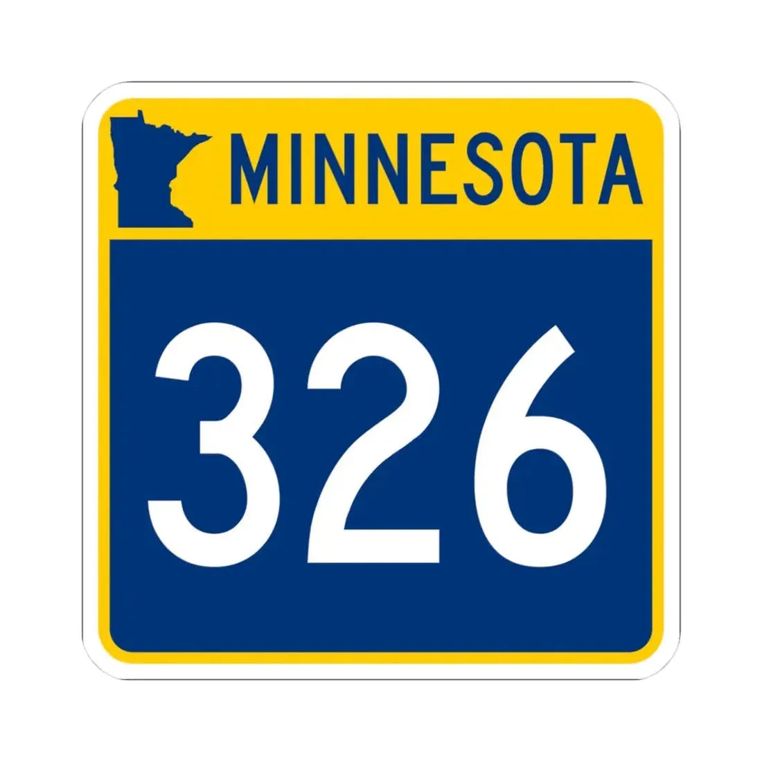 MN-326 (Minnesota) (Road Sign) STICKER Vinyl Kiss-Cut Decal 3 Inch White - The Sticker Space