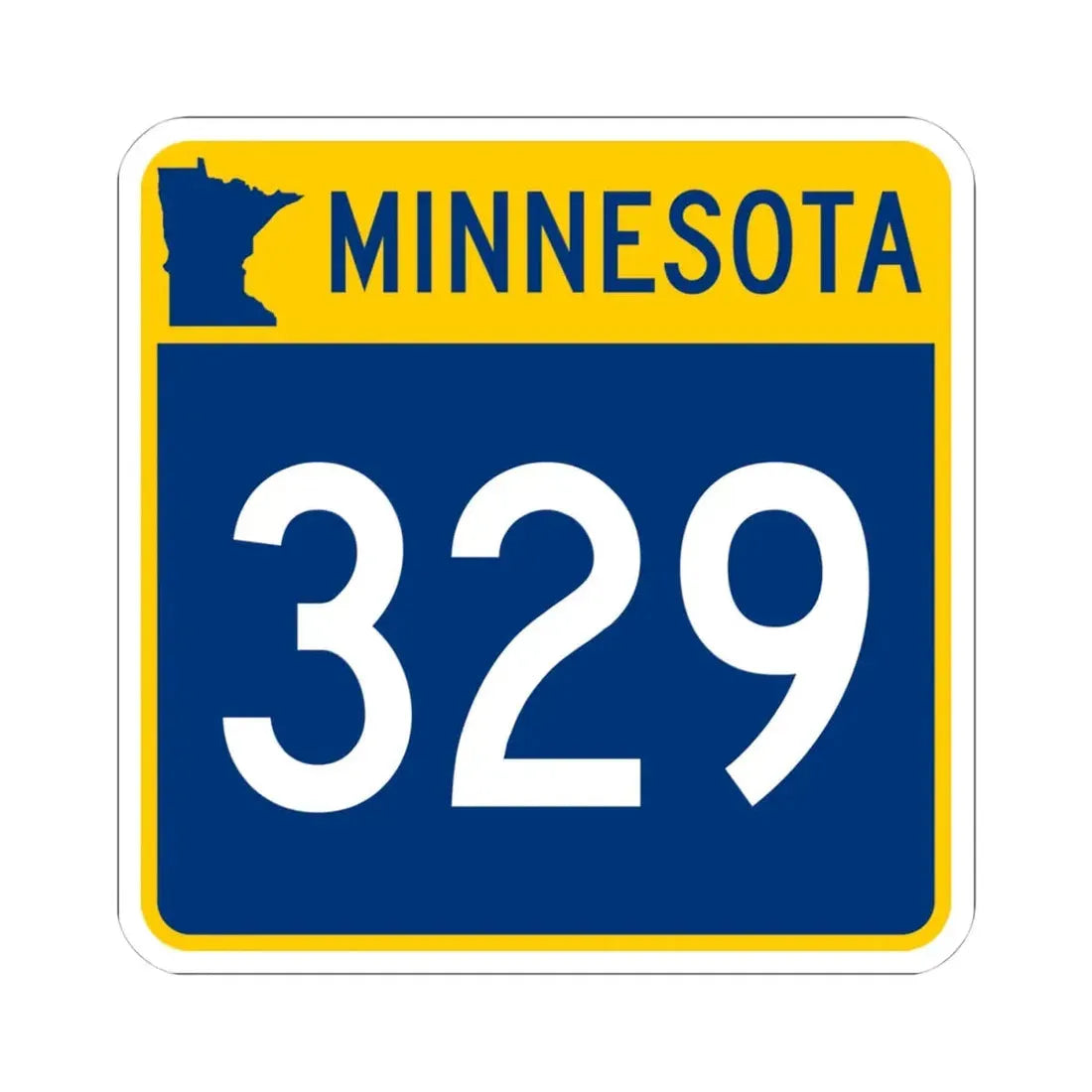 MN-329 (Minnesota) (Road Sign) STICKER Vinyl Kiss-Cut Decal 4 Inch White - The Sticker Space