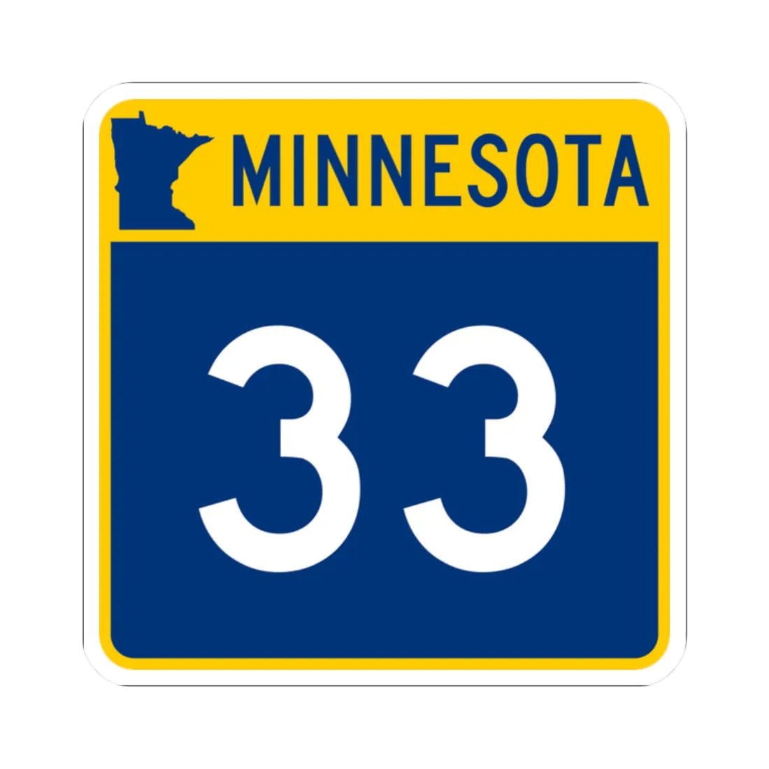 MN-33 (Minnesota) (Road Sign) STICKER Vinyl Kiss-Cut Decal 2 Inch White - The Sticker Space
