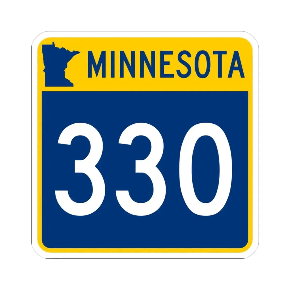 MN-330 (Minnesota) (Road Sign) STICKER Vinyl Kiss-Cut Decal 3 Inch White - The Sticker Space