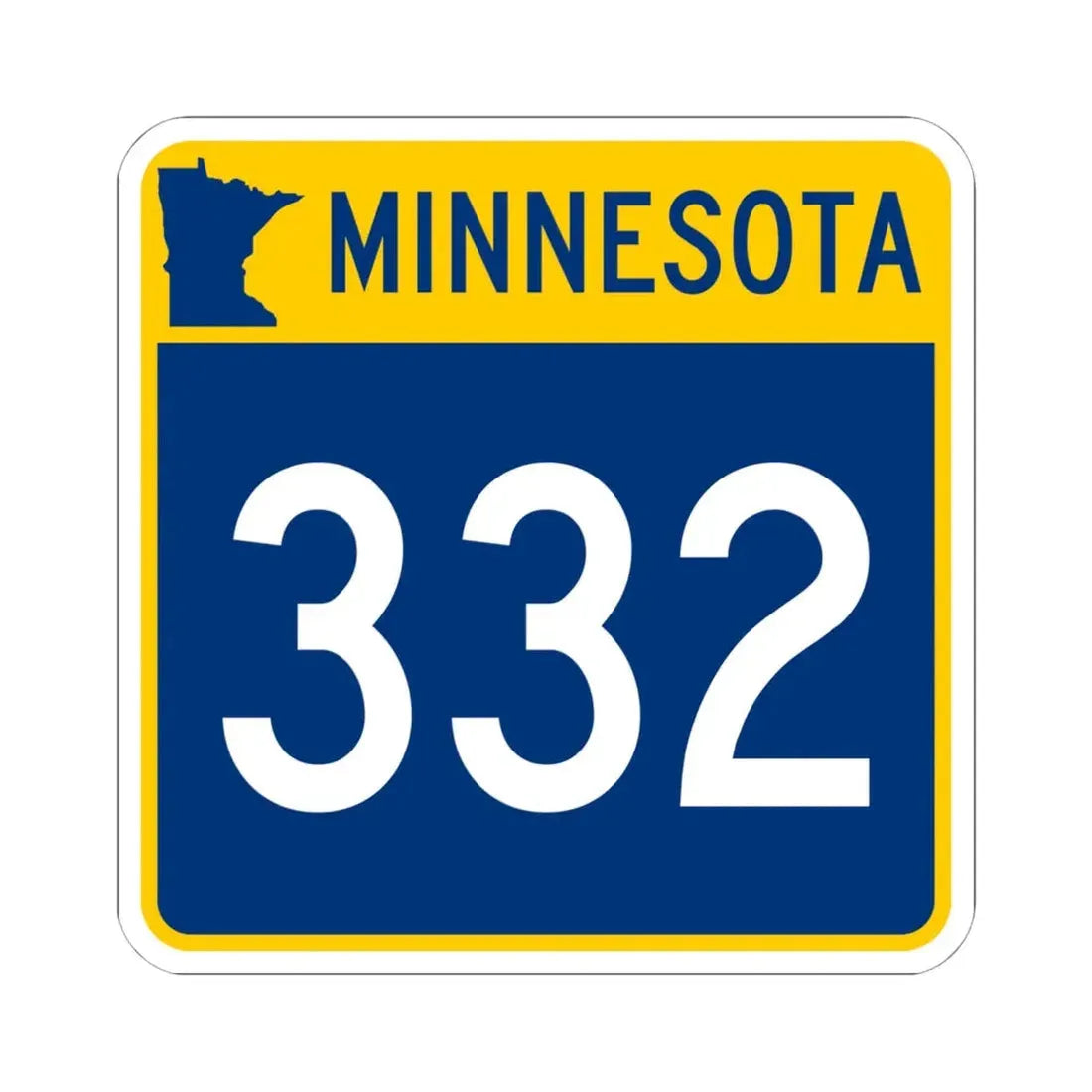 MN-332 (Minnesota) (Road Sign) STICKER Vinyl Kiss-Cut Decal 6 Inch White - The Sticker Space