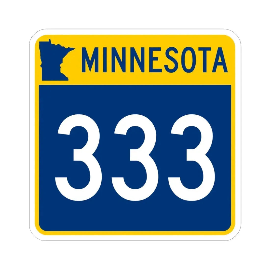 MN-333 (Minnesota) (Road Sign) STICKER Vinyl Kiss-Cut Decal 6 Inch White - The Sticker Space