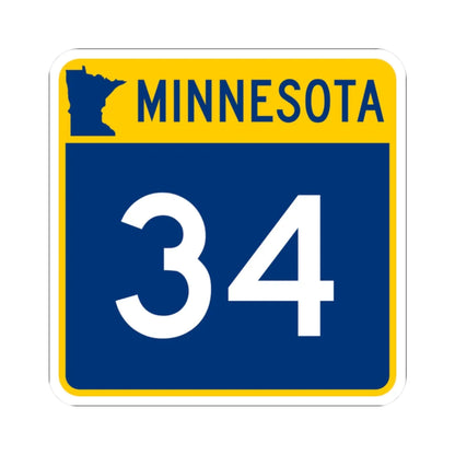 MN-34 (Minnesota) (Road Sign) STICKER Vinyl Kiss-Cut Decal 2 Inch White - The Sticker Space