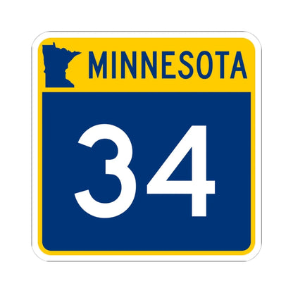 MN-34 (Minnesota) (Road Sign) STICKER Vinyl Kiss-Cut Decal 4 Inch White - The Sticker Space