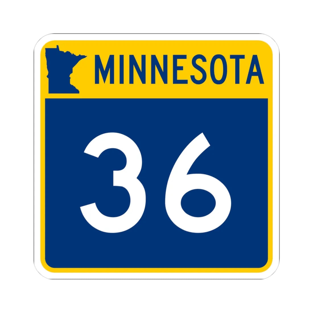MN-36 (Minnesota) (Road Sign) STICKER Vinyl Kiss-Cut Decal 3 Inch White - The Sticker Space