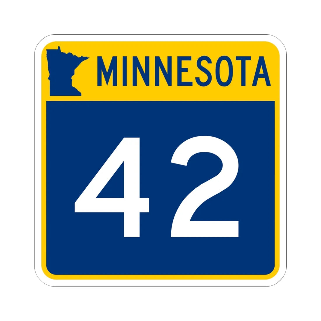 MN-42 (Minnesota) (Road Sign) STICKER Vinyl Kiss-Cut Decal 6 Inch White - The Sticker Space