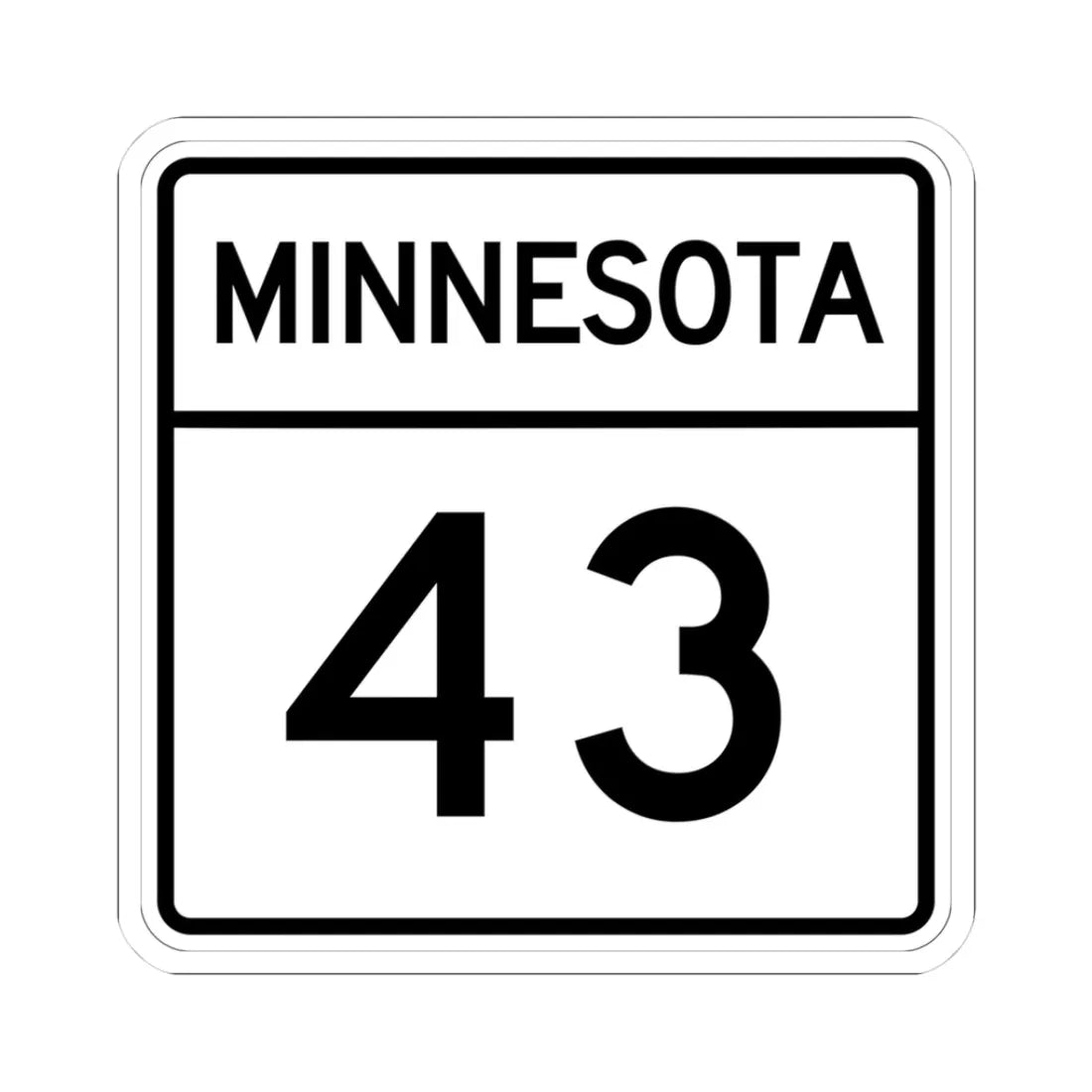 MN-43 1948 (Minnesota) (Road Sign) STICKER Vinyl Kiss-Cut Decal 3 Inch White - The Sticker Space