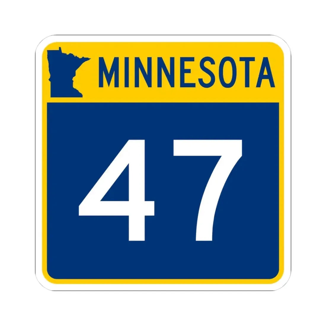 MN-47 (Minnesota) (Road Sign) STICKER Vinyl Kiss-Cut Decal 3 Inch White - The Sticker Space