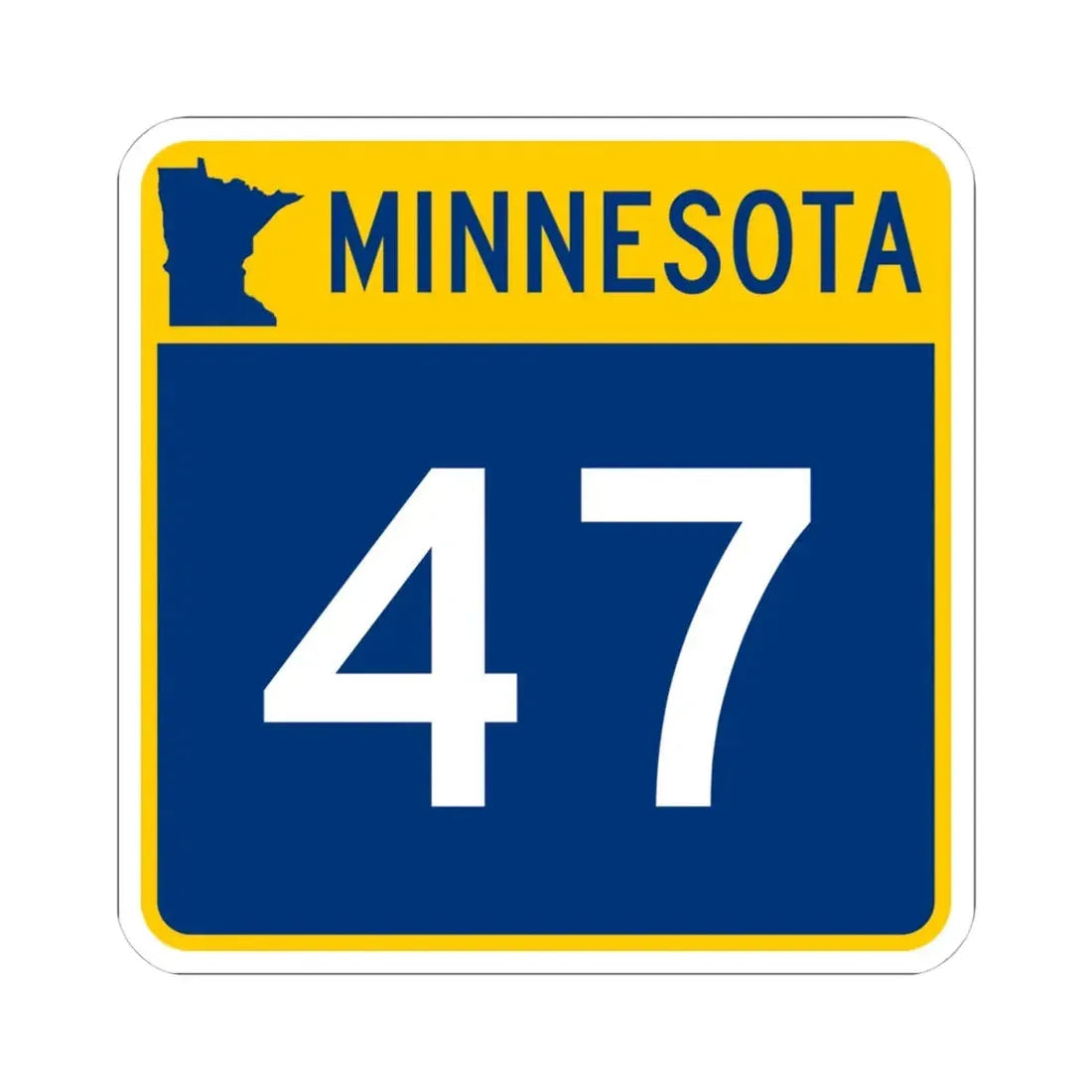 MN-47 (Minnesota) (Road Sign) STICKER Vinyl Kiss-Cut Decal 4 Inch White - The Sticker Space