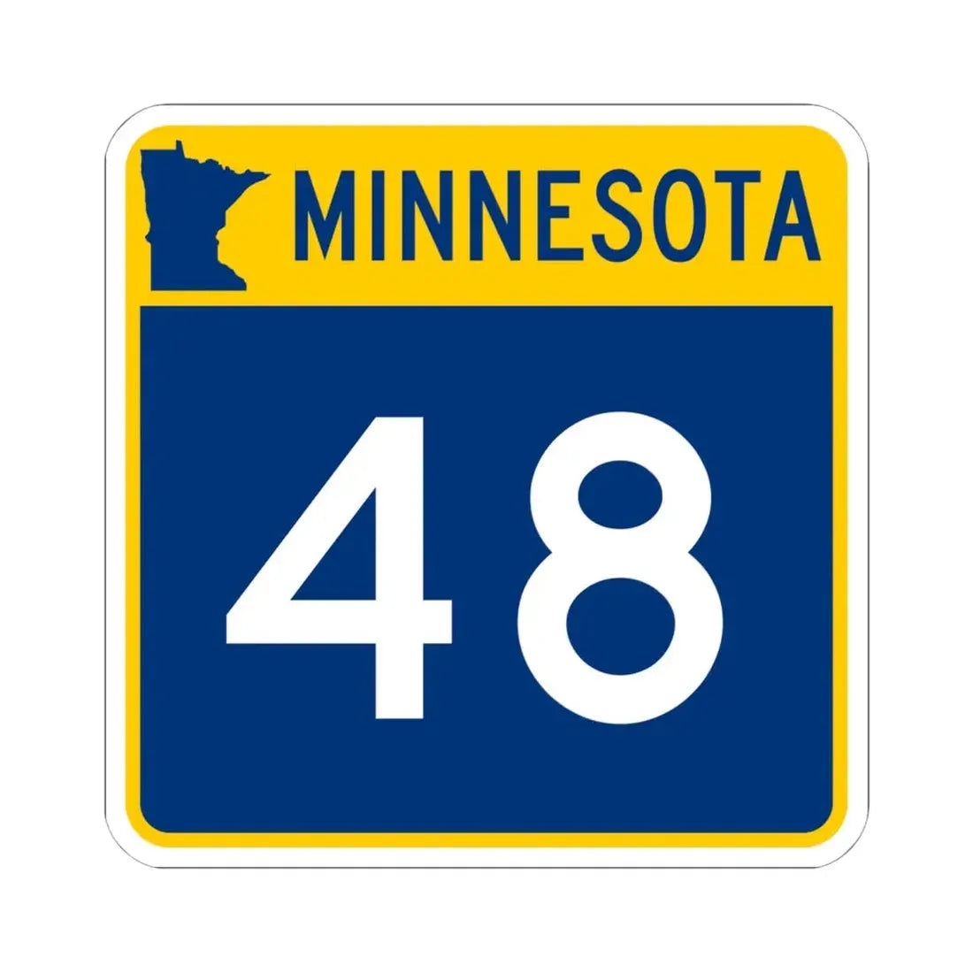 MN-48 (Minnesota) (Road Sign) STICKER Vinyl Kiss-Cut Decal 6 Inch White - The Sticker Space