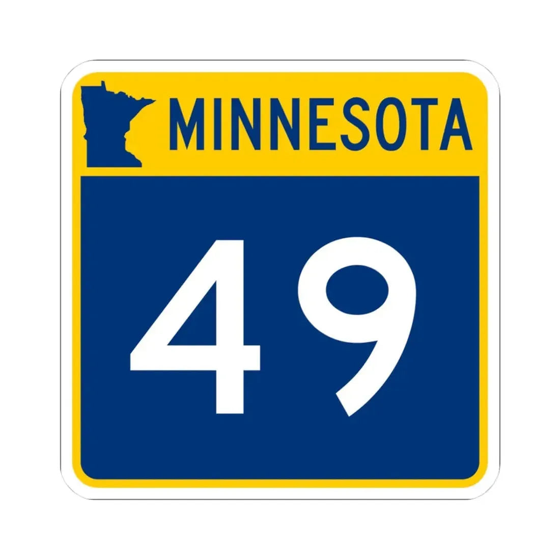 MN-49 (Minnesota) (Road Sign) STICKER Vinyl Kiss-Cut Decal 3 Inch White - The Sticker Space