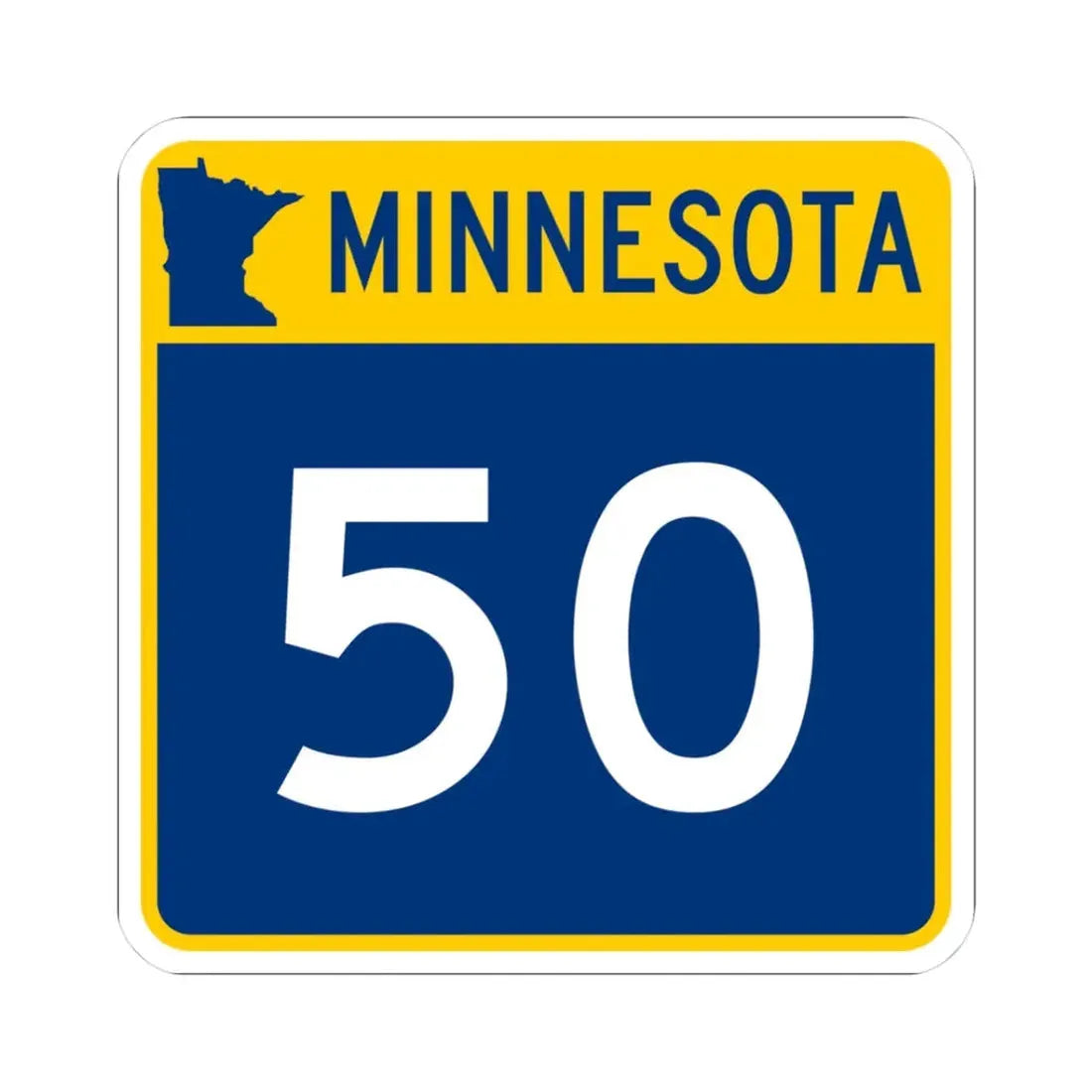 MN-50 (Minnesota) (Road Sign) STICKER Vinyl Kiss-Cut Decal 3 Inch White - The Sticker Space