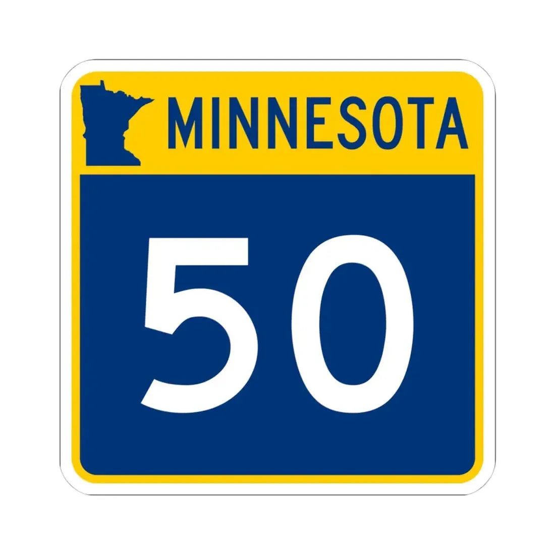 MN-50 (Minnesota) (Road Sign) STICKER Vinyl Kiss-Cut Decal 4 Inch White - The Sticker Space