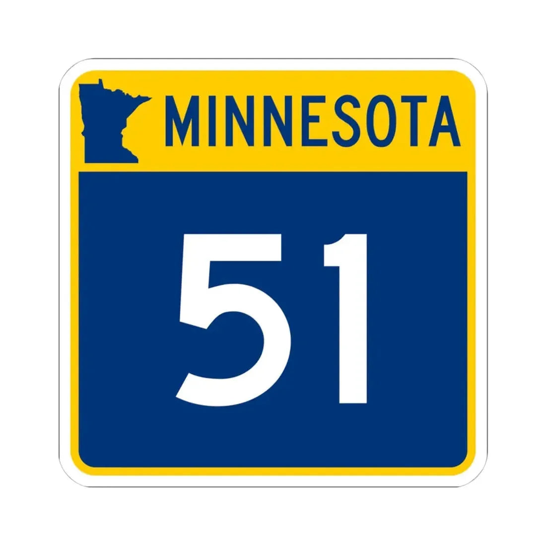 MN-51 (Minnesota) (Road Sign) STICKER Vinyl Kiss-Cut Decal 4 Inch White - The Sticker Space