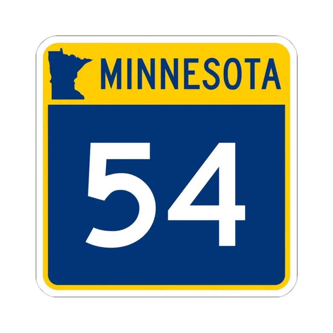 MN-54 (Minnesota) (Road Sign) STICKER Vinyl Kiss-Cut Decal 6 Inch White - The Sticker Space