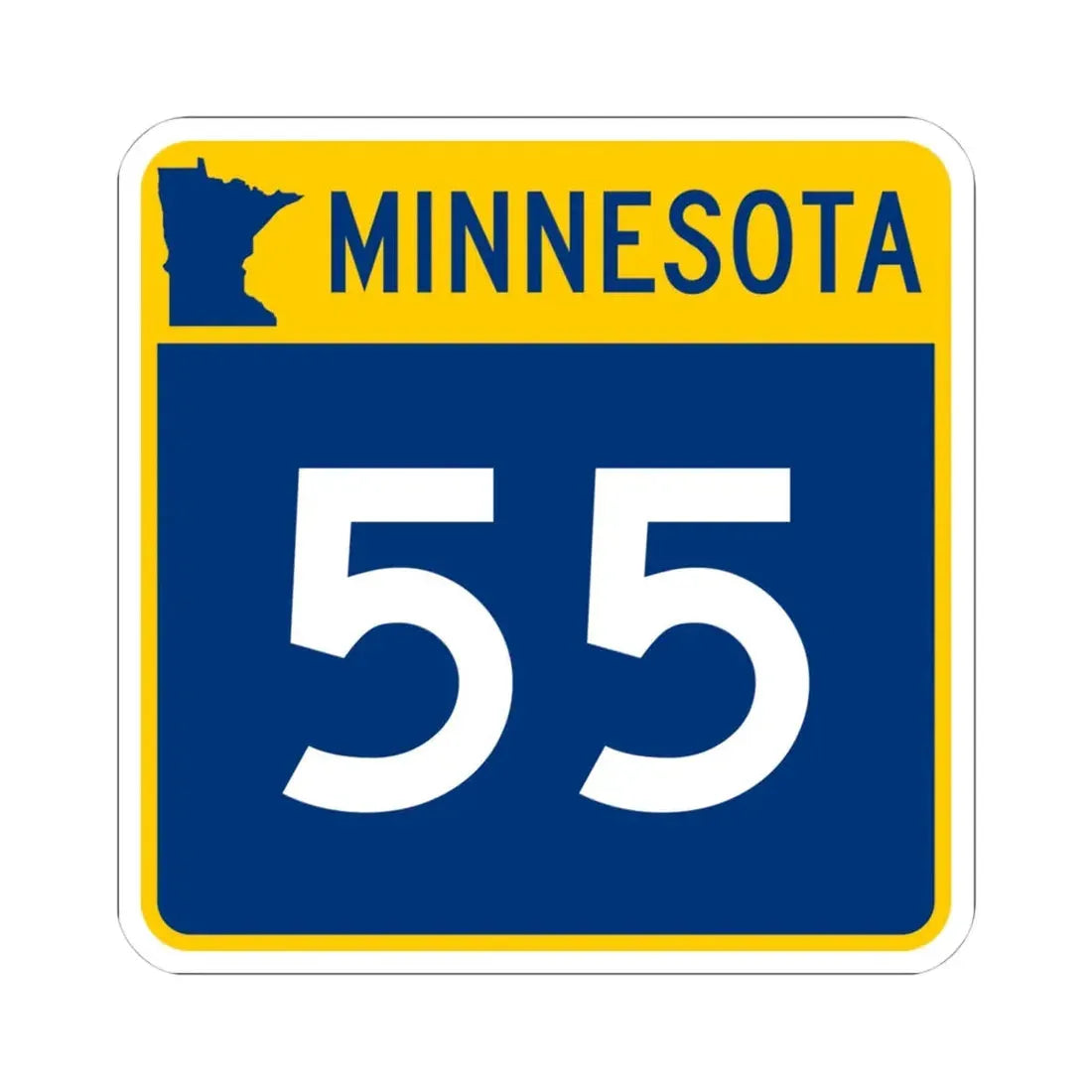 MN-55 (Minnesota) (Road Sign) STICKER Vinyl Kiss-Cut Decal 4 Inch White - The Sticker Space