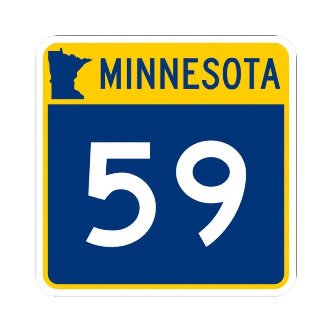 MN-59 (Minnesota) (Road Sign) STICKER Vinyl Kiss-Cut Decal 2 Inch White - The Sticker Space