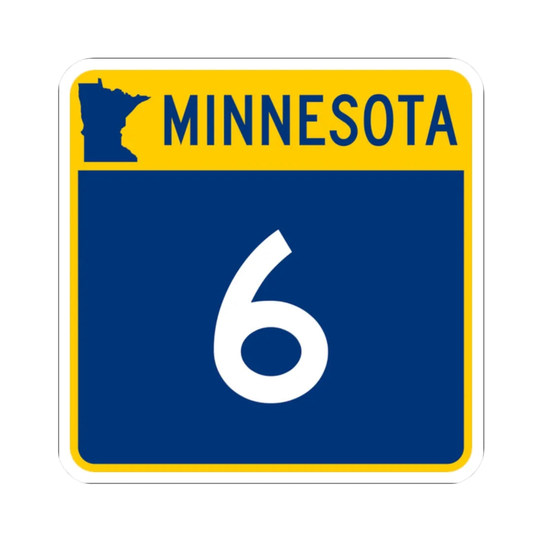 MN-6 (Minnesota) (Road Sign) STICKER Vinyl Kiss-Cut Decal 2 Inch White - The Sticker Space