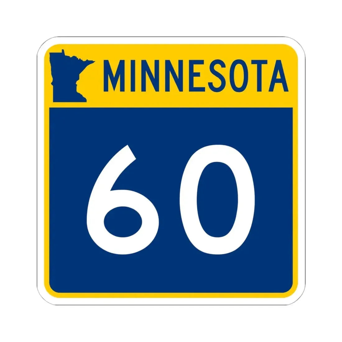 MN-60 (Minnesota) (Road Sign) STICKER Vinyl Kiss-Cut Decal 6 Inch White - The Sticker Space