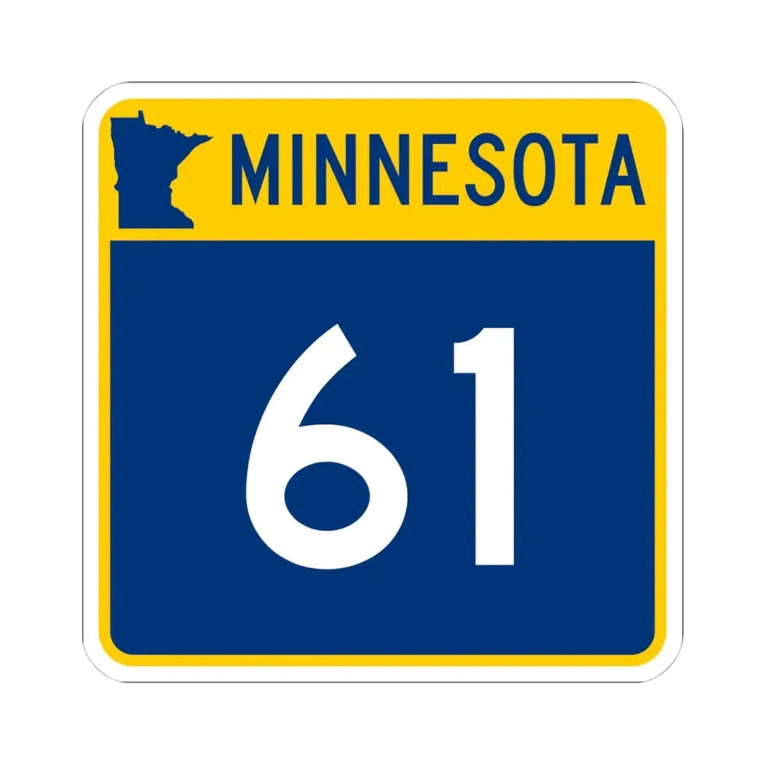 MN-61 (Minnesota) (Road Sign) STICKER Vinyl Kiss-Cut Decal 4 Inch White - The Sticker Space