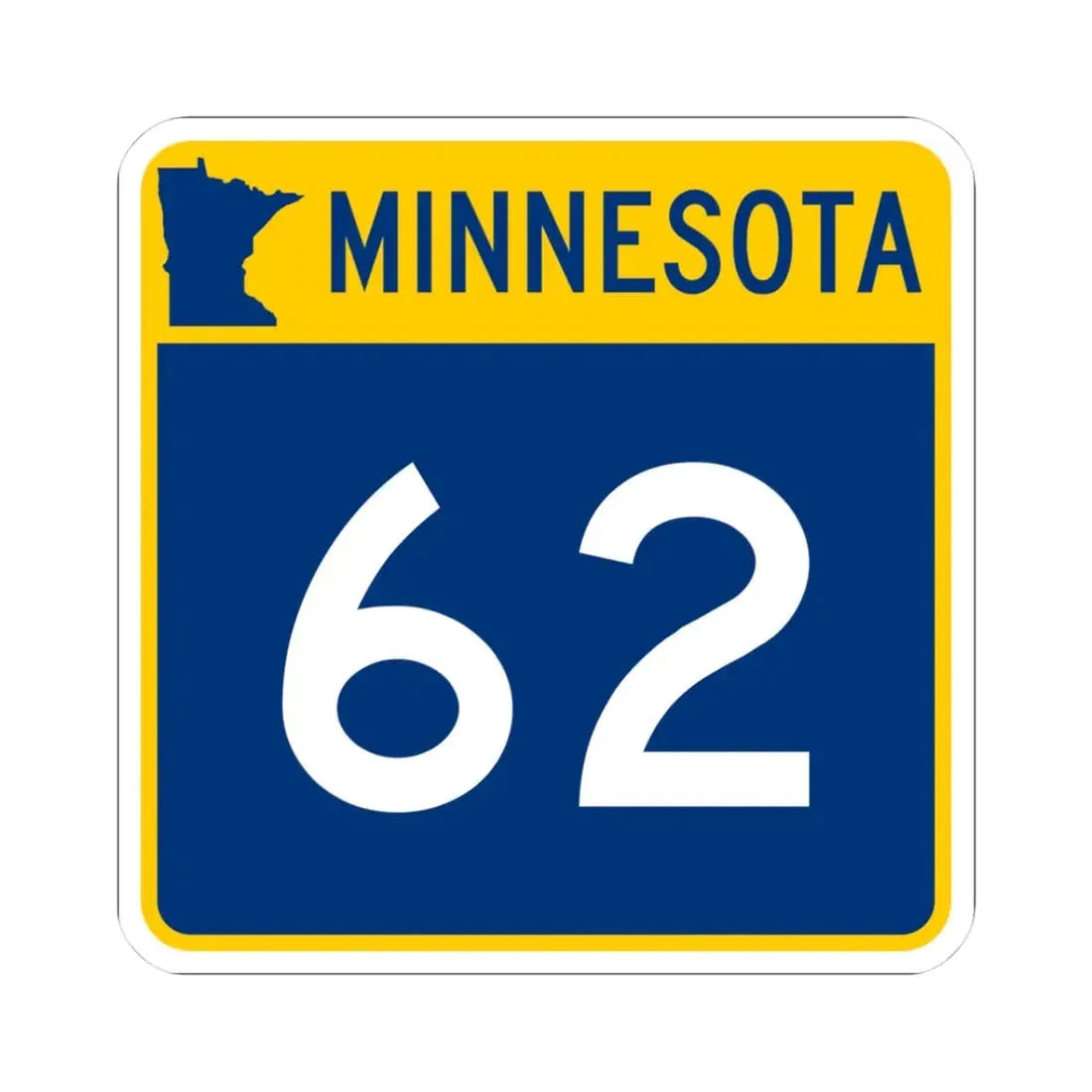 MN-62 (Minnesota) (Road Sign) STICKER Vinyl Kiss-Cut Decal 3 Inch White - The Sticker Space
