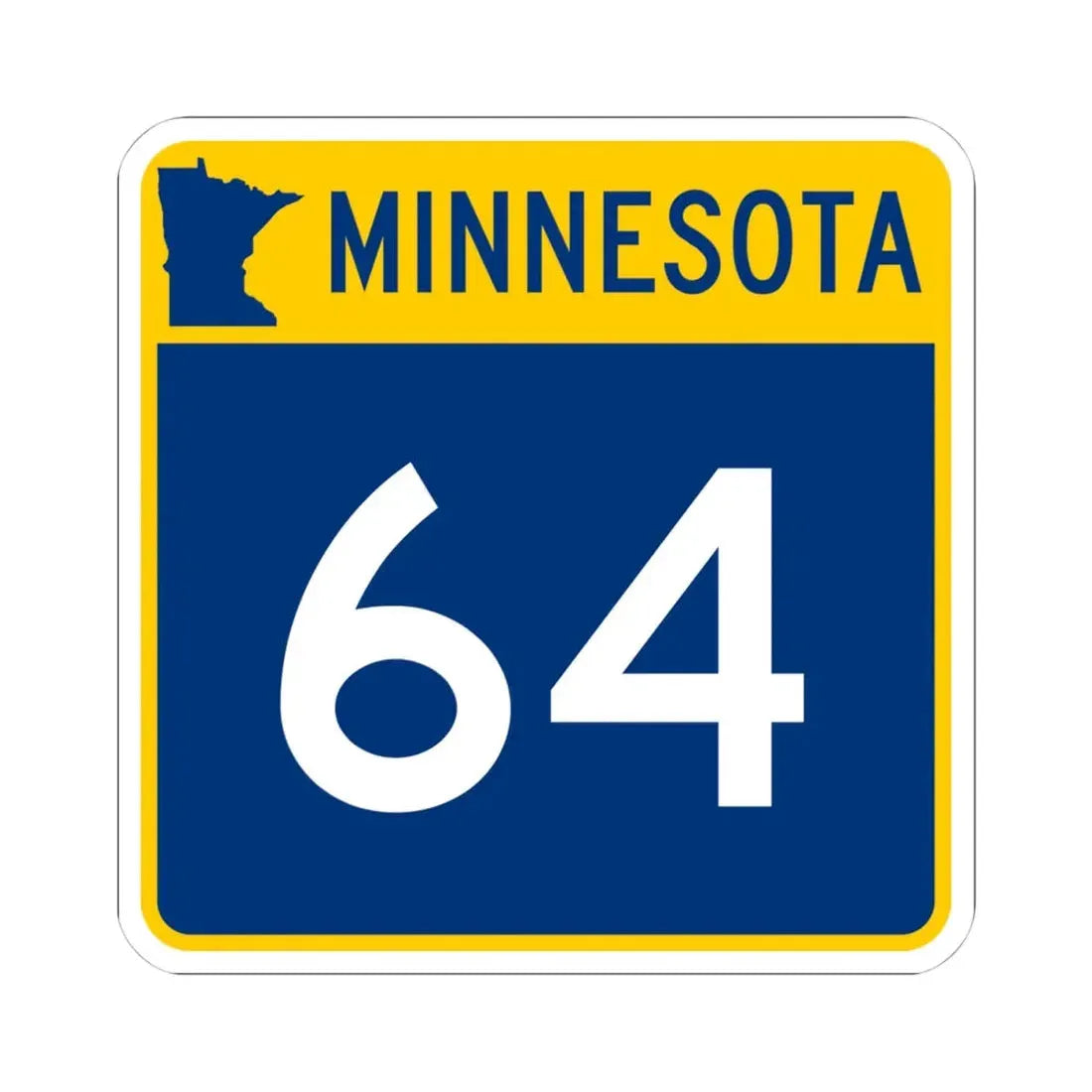 MN-64 (Minnesota) (Road Sign) STICKER Vinyl Kiss-Cut Decal 4 Inch White - The Sticker Space