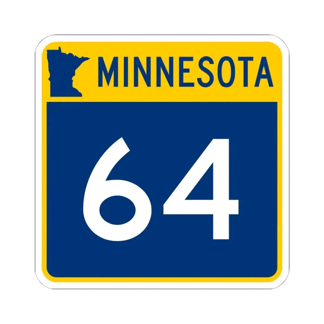 MN-64 (Minnesota) (Road Sign) STICKER Vinyl Kiss-Cut Decal 6 Inch White - The Sticker Space